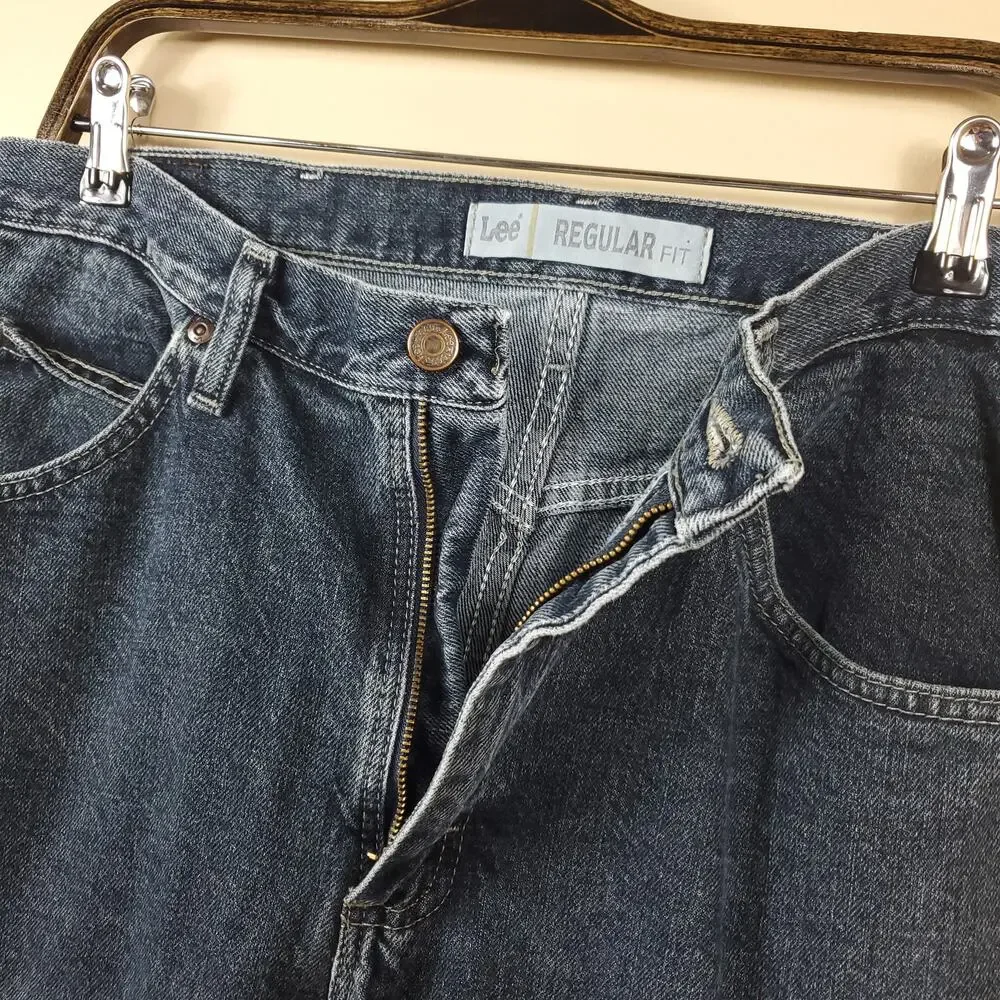 LEE Dark Wash Regular Fit Straight Leg Jeans Size 34x30